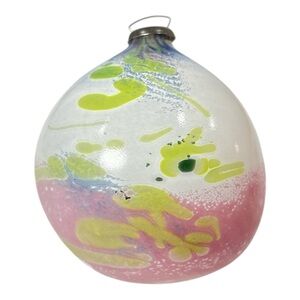 Unique Hand-Crafted Alcohol Ink Glass Christmas Ornament One-of-a-kind Pink
